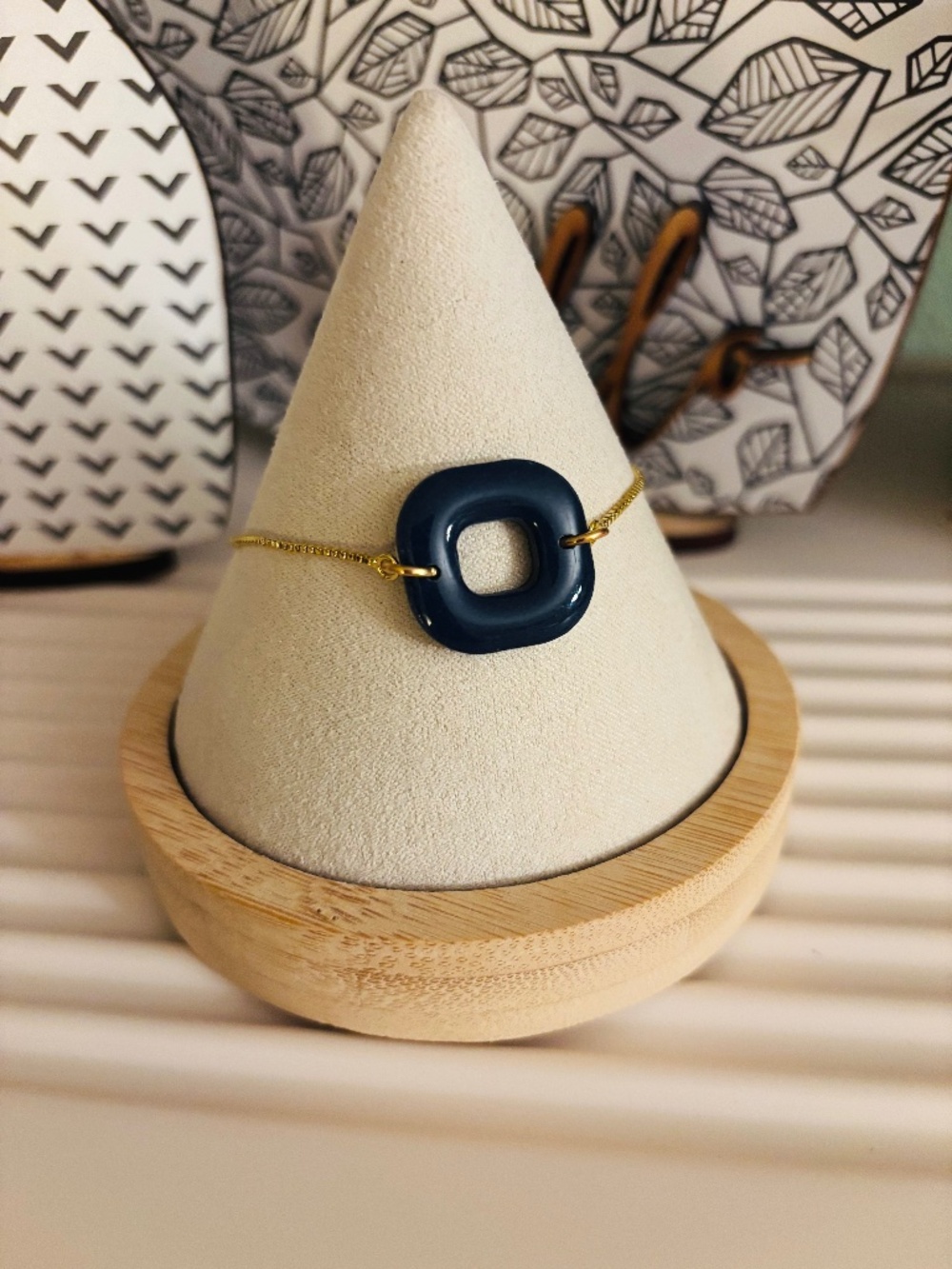 Polymer Clay Navy Blue Square Pulley Bracelet